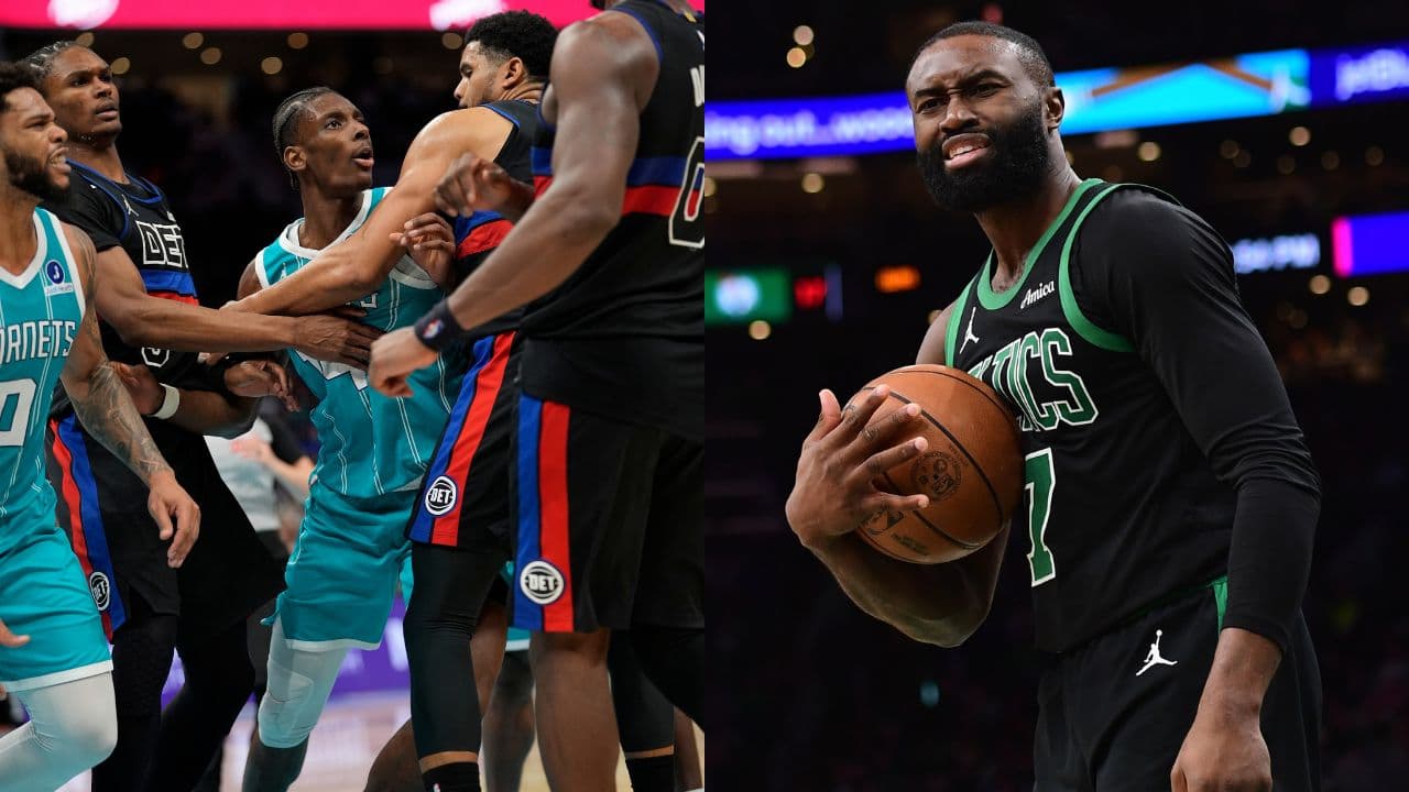 Charlotte Hornets and Detroit Pistons(L), Jaylen Brown(R)