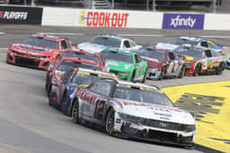 Oct 26, 2025; Martinsville, Virginia, USA; NASCAR Cup Series driver Ryan Blaney (12) leads during stage three of the Xfinity 500 at Martinsville Speedway. Mandatory Credit: Greg Atkins-Imagn Images