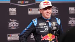 Feb 11, 2026; Daytona Beach, Florida, USA; NASCAR Cup Series driver Connor Zilisch (88) speaks to the media during the Daytona 500 Media Day at Daytona International Speedway