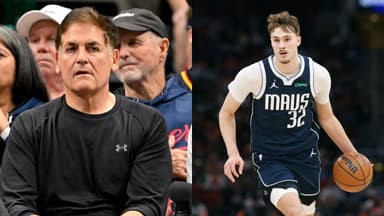 Mark Cuban (L), Cooper Flagg (R)