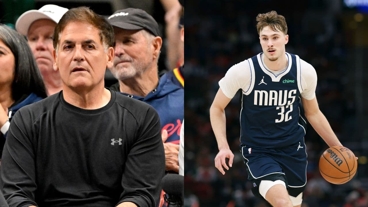 Mark Cuban (L), Cooper Flagg (R)