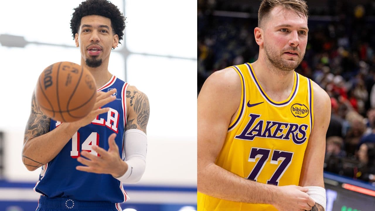 Danny Green (L), Luka Doncic (R)
