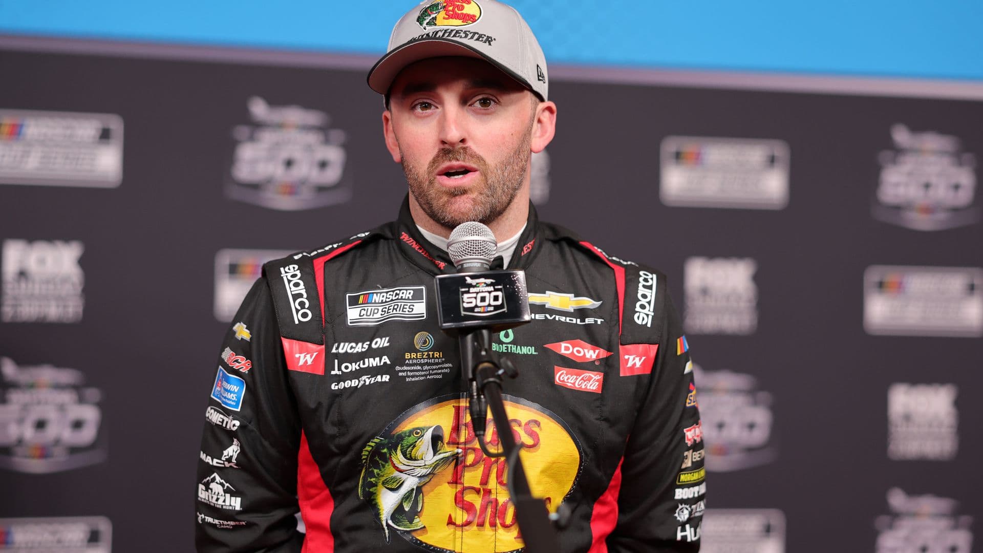 Feb 11, 2026; Daytona Beach, Florida, USA; NASCAR Cup Series driver Austin Dillon (3) speaks to the media during the Daytona 500 Media Day at Daytona International Speedway.