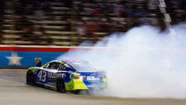 May 22, 2022; Fort Worth, Texas, USA; NASCAR Cup Series driver Erik Jones (43) wrecks out of turn four during the All-Star race at Texas Motor Speedway