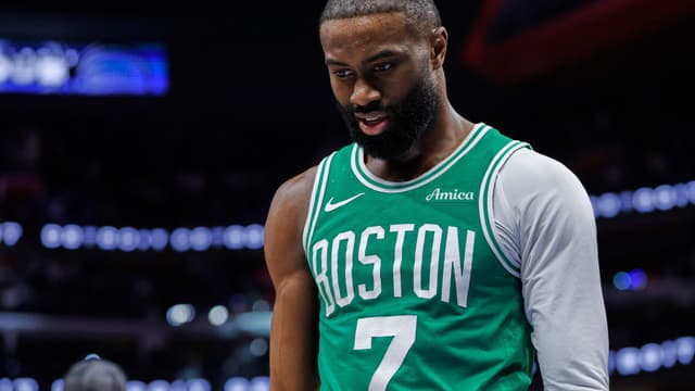 Jan 19, 2026; Detroit, Michigan, USA; Boston Celtics guard Jaylen Brown (7) leaves the court after the game against the Detroit Pistons at Little Caesars Arena.