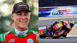 Kevin Harvick (L) and Moto GP Race in Action (R)