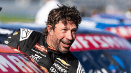 Feb 13, 2026; Daytona Beach, Florida, USA; NASCAR Truck Series driver Travis Pastrana during qualifying for the Fresh from Florida 250 at Daytona International Speedway. Mandatory Credit: Mark J. Rebilas-Imagn Images