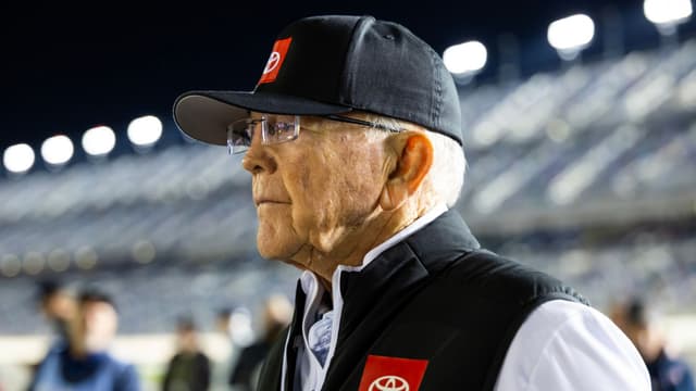 Feb 11, 2026; Daytona Beach, Florida, USA; NASCAR Cup Series team owner Joe Gibbs during qualifying for the Daytona 500 at Daytona International Speedway
