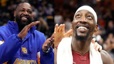 Dwyane Wade (L), Bam Adebayo (R)