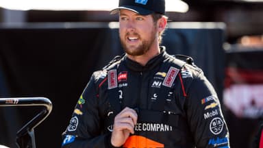 Feb 13, 2026; Daytona Beach, Florida, USA; NASCAR Truck Series driver Garrett Mitchell during qualifying for the Fresh from Florida 250 at Daytona International Speedway