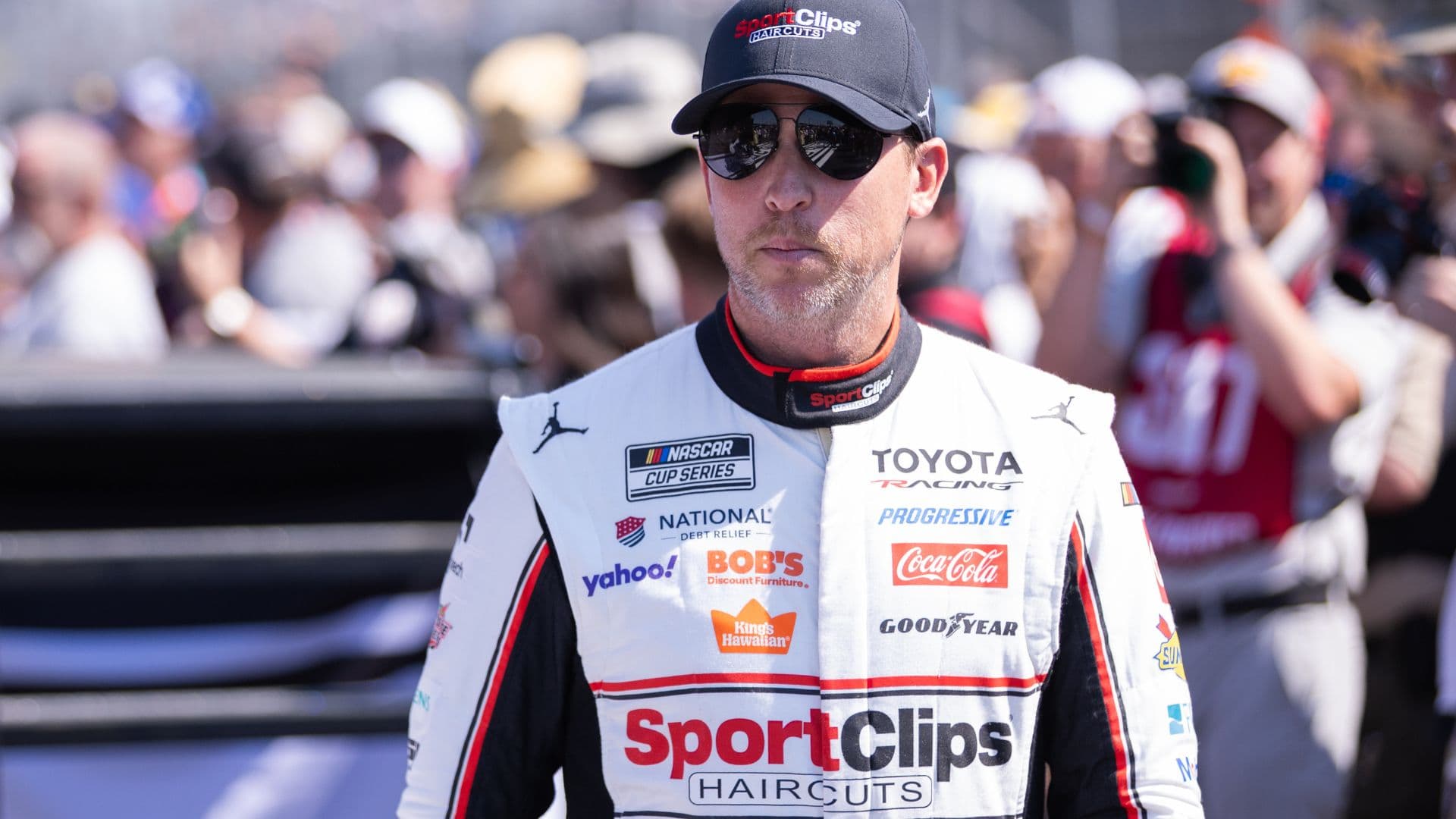 Mar 22, 2026; Darlington, South Carolina, USA; Joe Gibbs Racing Denny Hamlin (11) comes out for the Goodyear 400 at Darlington Raceway.