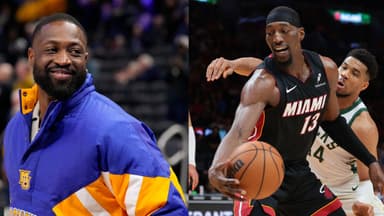 Dwyane Wade (L), Bam Adebayo (R)