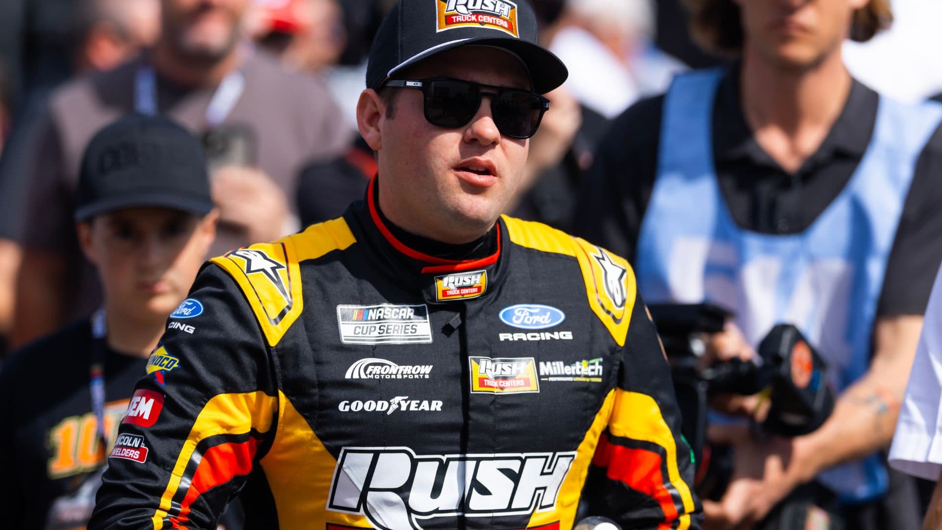 Feb 15, 2026; Daytona Beach, Florida, USA; NASCAR Cup Series driver Noah Gragson (4) during the 68th running of the Daytona 500 at Daytona International Speedway.