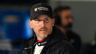 Feb 13, 2026; Daytona Beach, Florida, USA; NASCAR Cup Series driver Denny Hamlin during practice for the Daytona 500 at Daytona International Speedway. Mandatory Credit: Mark J. Rebilas-Imagn Images