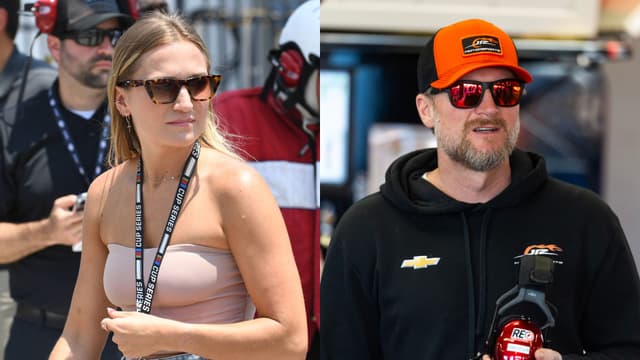 Julia Piquet (L) and Dale Earnhardt Jr (R)