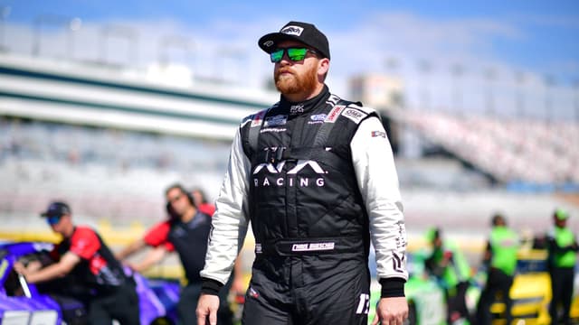 Mar 14, 2026; Las Vegas, Nevada, USA; Roush Fenway Keselowski Racing driver Chris Buescher (17) during qualifying at Las Vegas Motor Speedway.