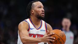 Mar 6, 2026; Denver, Colorado, USA; New York Knicks guard Jalen Brunson (11) lines up to take a shot in the third quarter against the Denver Nuggets at Ball Arena