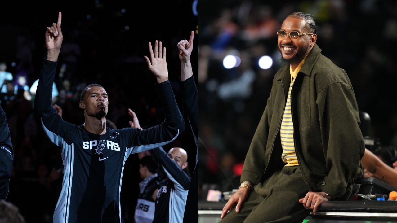 (L) Victor Wembanyama (R) Carmelo Anthony