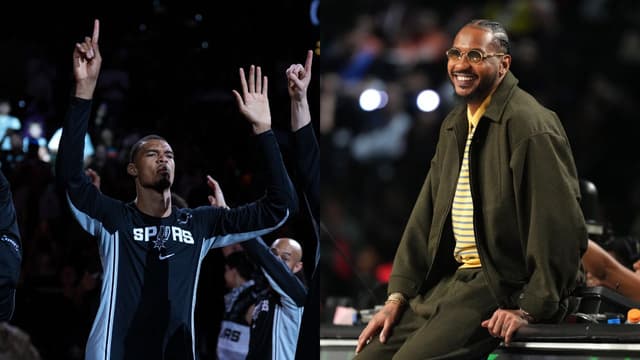 (L) Victor Wembanyama (R) Carmelo Anthony