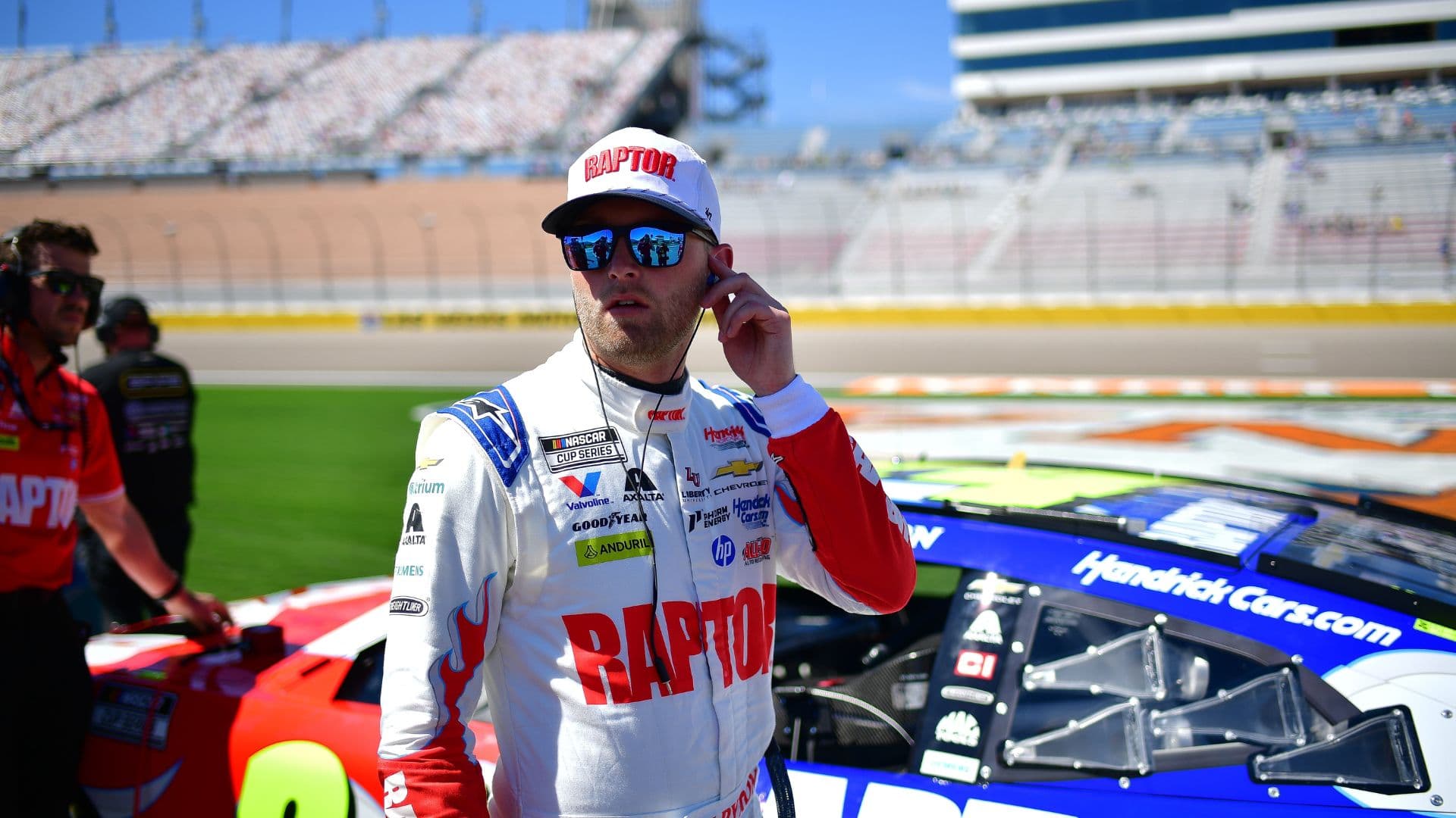 Mar 14, 2026; Las Vegas, Nevada, USA; Hendrick Motorsports driver William Byron (24) during qualifying at Las Vegas Motor Speedway.