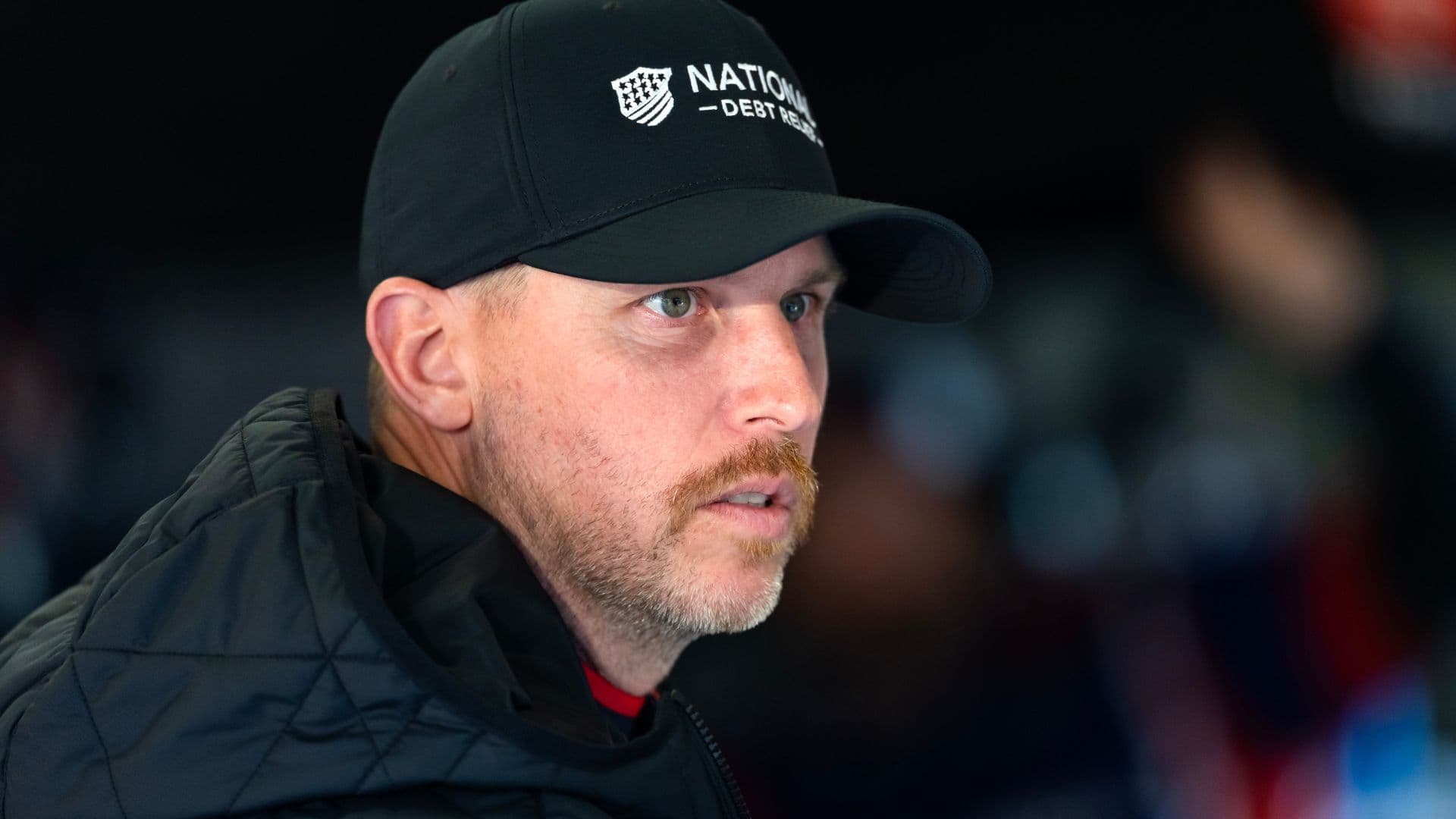 Feb 13, 2026; Daytona Beach, Florida, USA; NASCAR Cup Series driver Denny Hamlin (11) during practice for the Daytona 500 at Daytona International Speedway