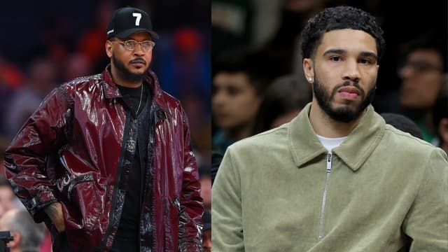 Carmelo Anthony (L), Jayson Tatum (R)