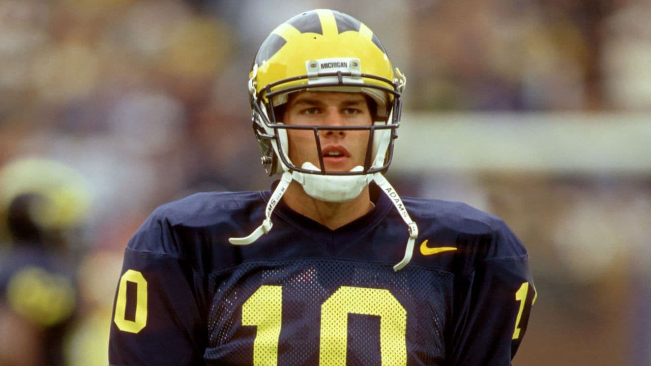 Ann Arbor, MI, USA; FILE PHOTO; Michigan Wolverines quarterback Tom Brady (10) during the 1996 season.