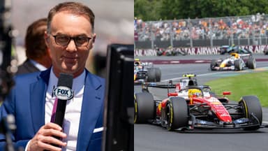 Kevin Harvick (L) and Ferrari's Charles Leclerc (R)