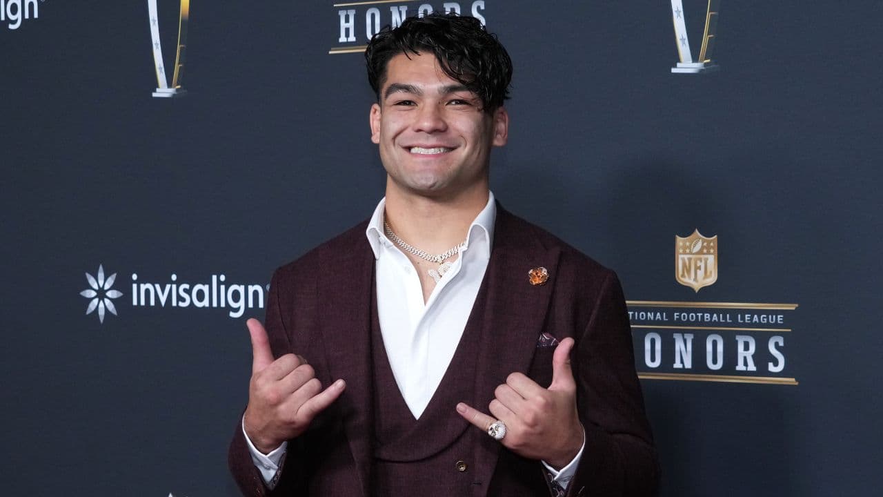 Feb 5, 2026; San Francisco, CA, USA; Puka Nacua on the NFL Honors Red Carpet before Super Bowl LX at Palace of Fine Arts.