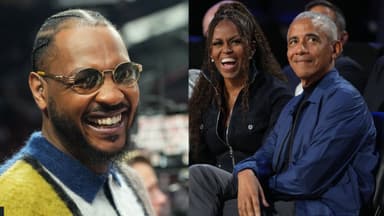 Carmelo Anthony (L), Barack Obama (R)