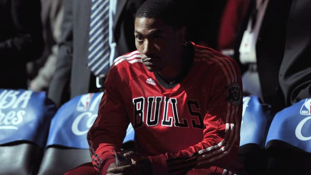 Chicago Bulls guard Derrick Rose waits to be introduced before game 1 of the Eastern Conference Quarterfinals against the Indiana Pacers at the United Center on April 16, 2011 in Chicago