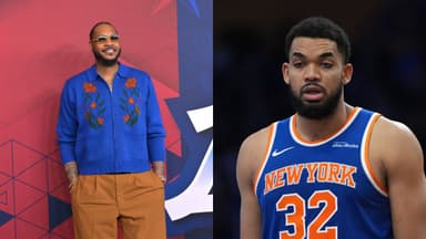 (L) Carmelo Anthony (R) Karl-Anthony Towns