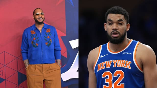 (L) Carmelo Anthony (R) Karl-Anthony Towns