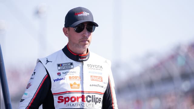 Mar 22, 2026; Darlington, South Carolina, USA; Joe Gibbs Racing Denny Hamlin (11) comes out for the Goodyear 400 at Darlington Raceway.