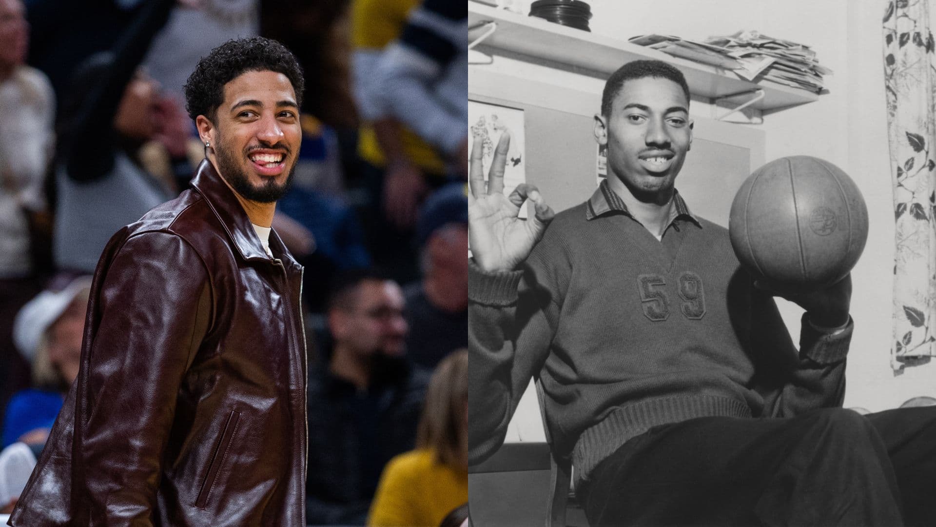 Tyrese Haliburton (L) and Wilt Chamberlain (R)
