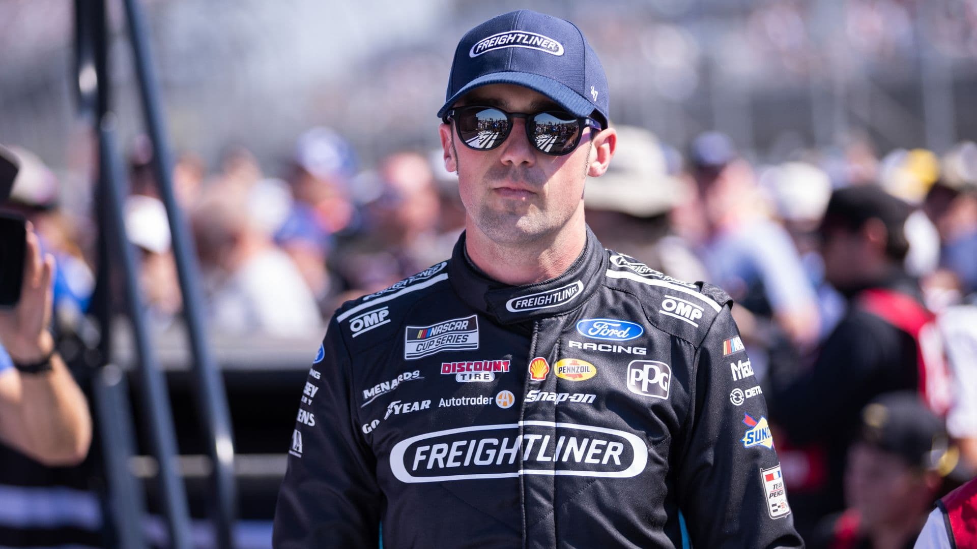 Mar 22, 2026; Darlington, South Carolina, USA; Team Penske Austin Cindric (2) comes out for the Goodyear 400 at Darlington Raceway.