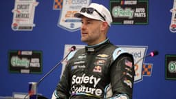 Feb 28, 2026; Austin, Texas, USA; O’Reilly NASCAR O’Reilly Auto Parts Series driver Shane Van Gisbergen (9) takes questions from the media after winning the NASCAR O’Reilly Auto Parts Series Focused Health 250 at Circuit of the Americas