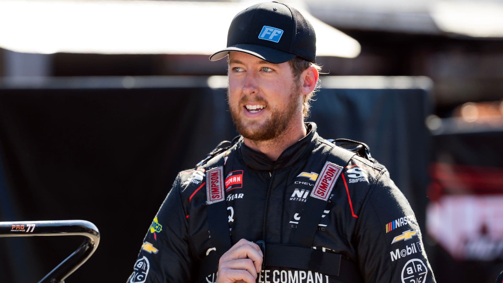 Feb 13, 2026; Daytona Beach, Florida, USA; NASCAR Truck Series driver Garrett Mitchell during qualifying for the Fresh from Florida 250 at Daytona International Speedway.