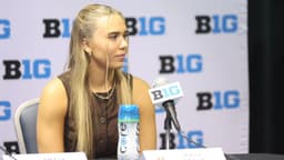 Oct 8, 2025; Rosemont, Illinois, USA; Minnesota’s Mara Braun speaks during Big Ten Women’s Basketball Media Days at the Donald E. Stephens Convention Center.