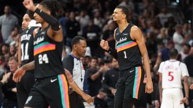 Mar 6, 2026; San Antonio, Texas, USA; San Antonio Spurs forward Victor Wembanyama (1) reacts during the second half against the Los Angeles Clippers at Frost Bank Center