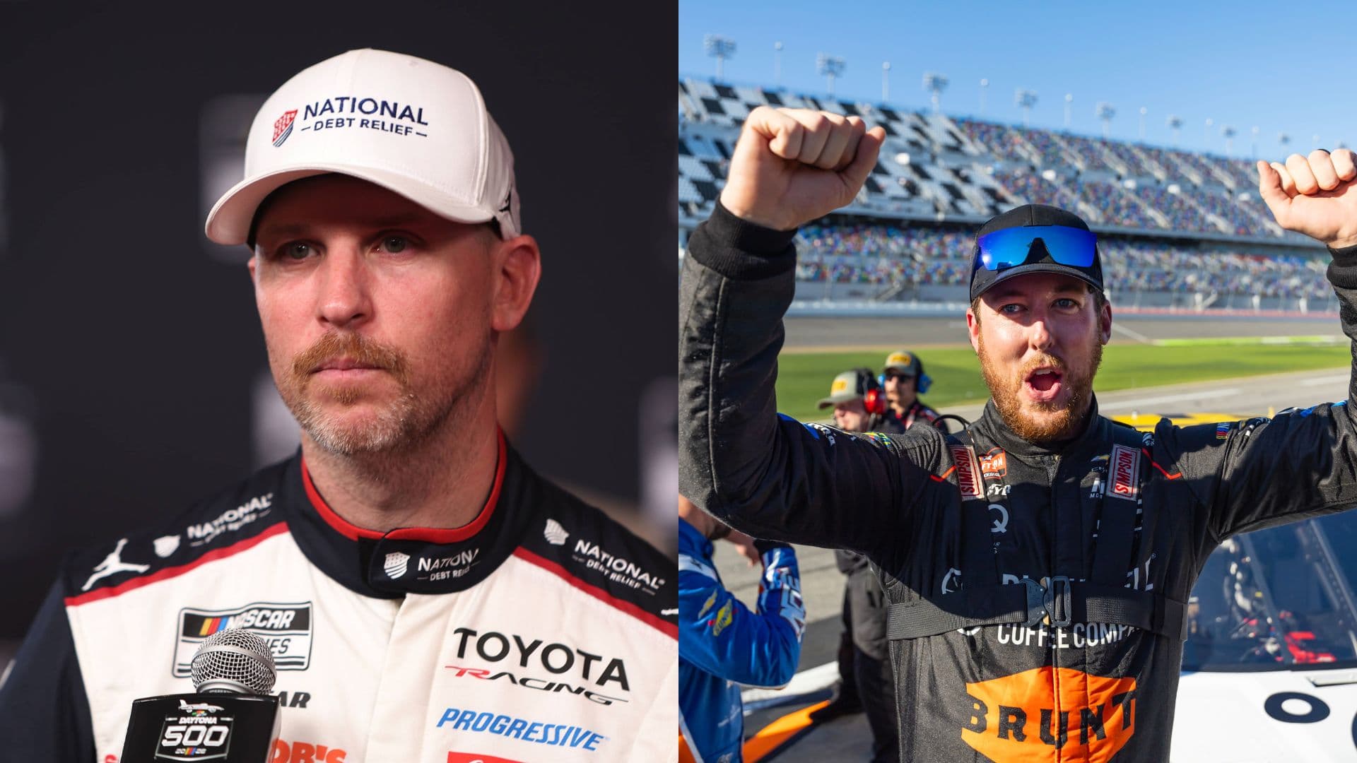Denny Hamlin (L) and Cleetus McFarland (R)