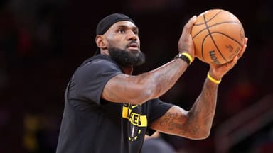 Mar 16, 2026; Houston, Texas, USA; Los Angeles Lakers forward LeBron James (23) warms up before the game against the Houston Rockets at Toyota Center