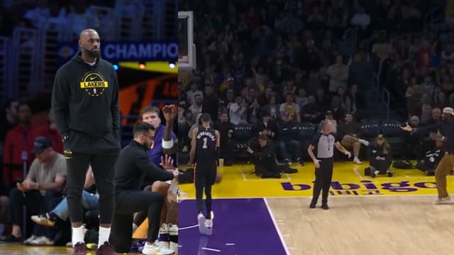 (L) LeBron James (R) Victor Wembanyama and LeBron James