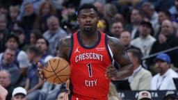 Feb 26, 2026; Salt Lake City, Utah, USA; New Orleans Pelicans forward Zion Williamson (1) brings the ball up the court against the Utah Jazz during the first half at Delta Center