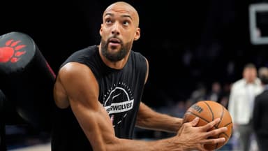 Mar 17, 2026; Minneapolis, Minnesota, USA; Minnesota Timberwolves center Rudy Gobert (27) prepares to play the Phoenix Suns before the game at Target Center.