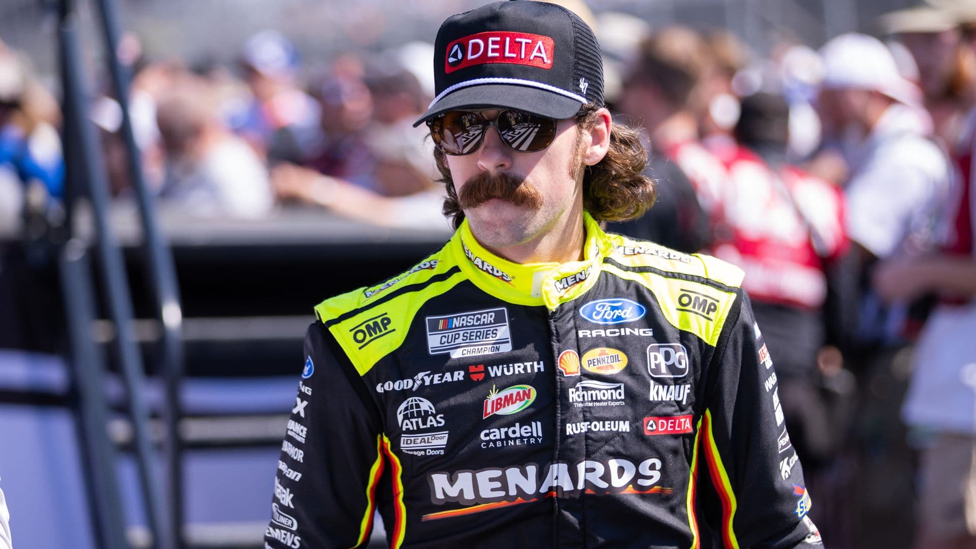 Mar 22, 2026; Darlington, South Carolina, USA; Team Penske Ryan Blaney (12) comes out for the Goodyear 400 at Darlington Raceway.