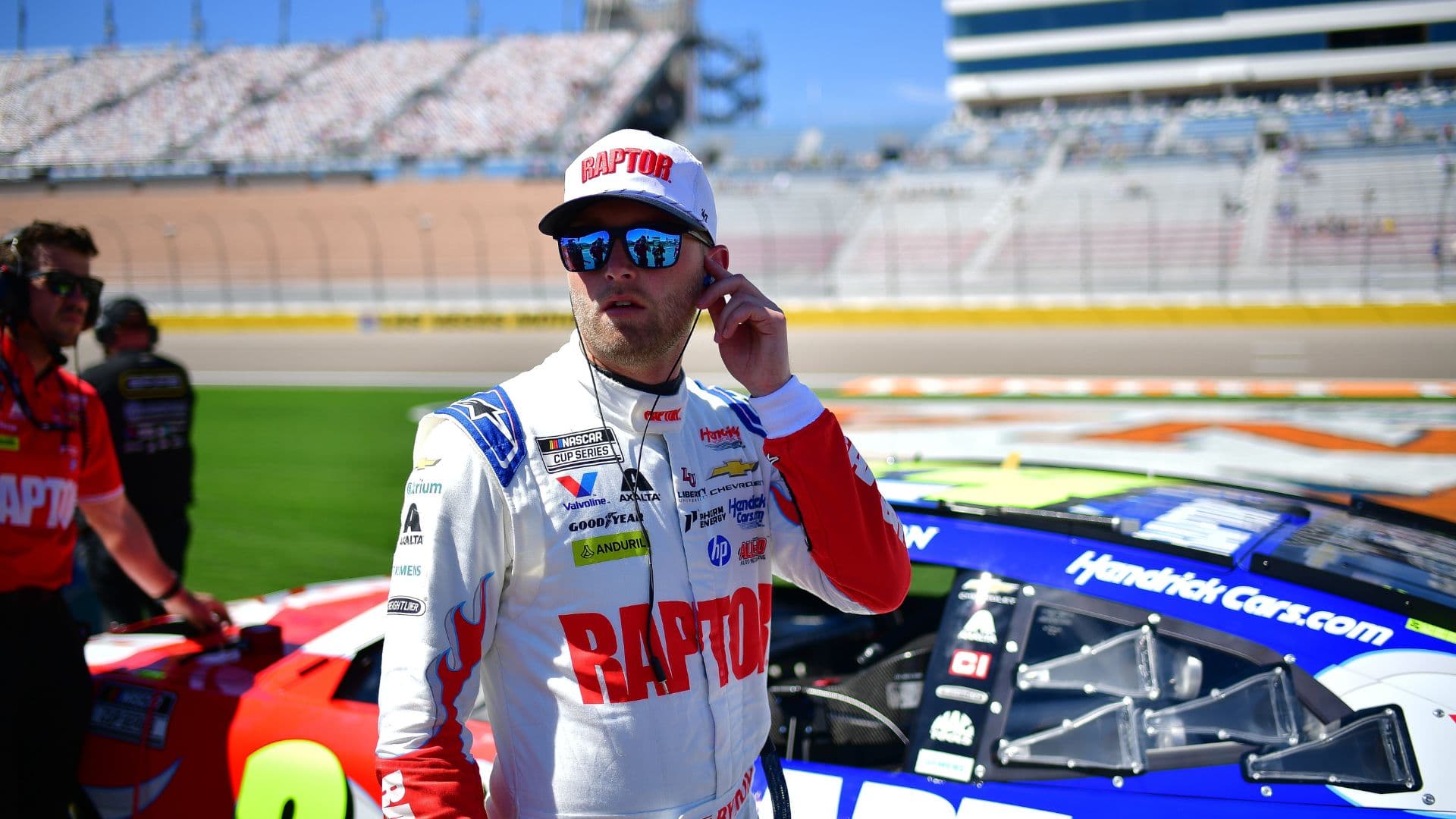 Mar 14, 2026; Las Vegas, Nevada, USA; Hendrick Motorsports driver William Byron (24) during qualifying at Las Vegas Motor Speedway