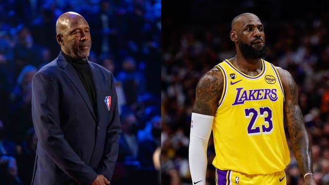 James Worthy (L), LeBron James (R)