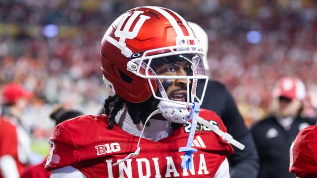 Indiana Hoosiers wide receiver Omar Cooper Jr. (3) against the Miami Hurricanes in the College Football Playoff National Championship game at Hard Rock Stadium.