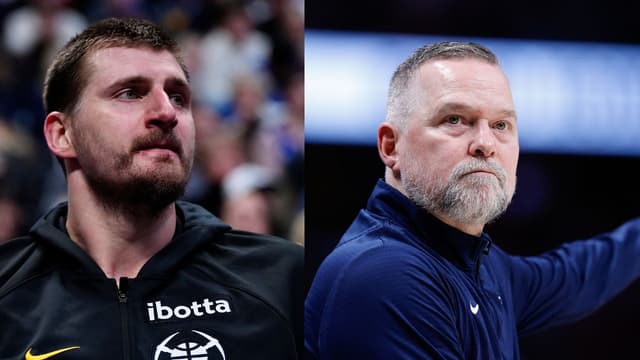 Nikola Jokic (L), Michael Malone (R)